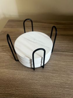 6- Ceramic coasters with metal holder