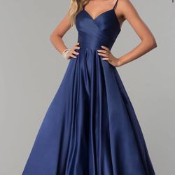 Satin Navy Prom Dress Size Xs 