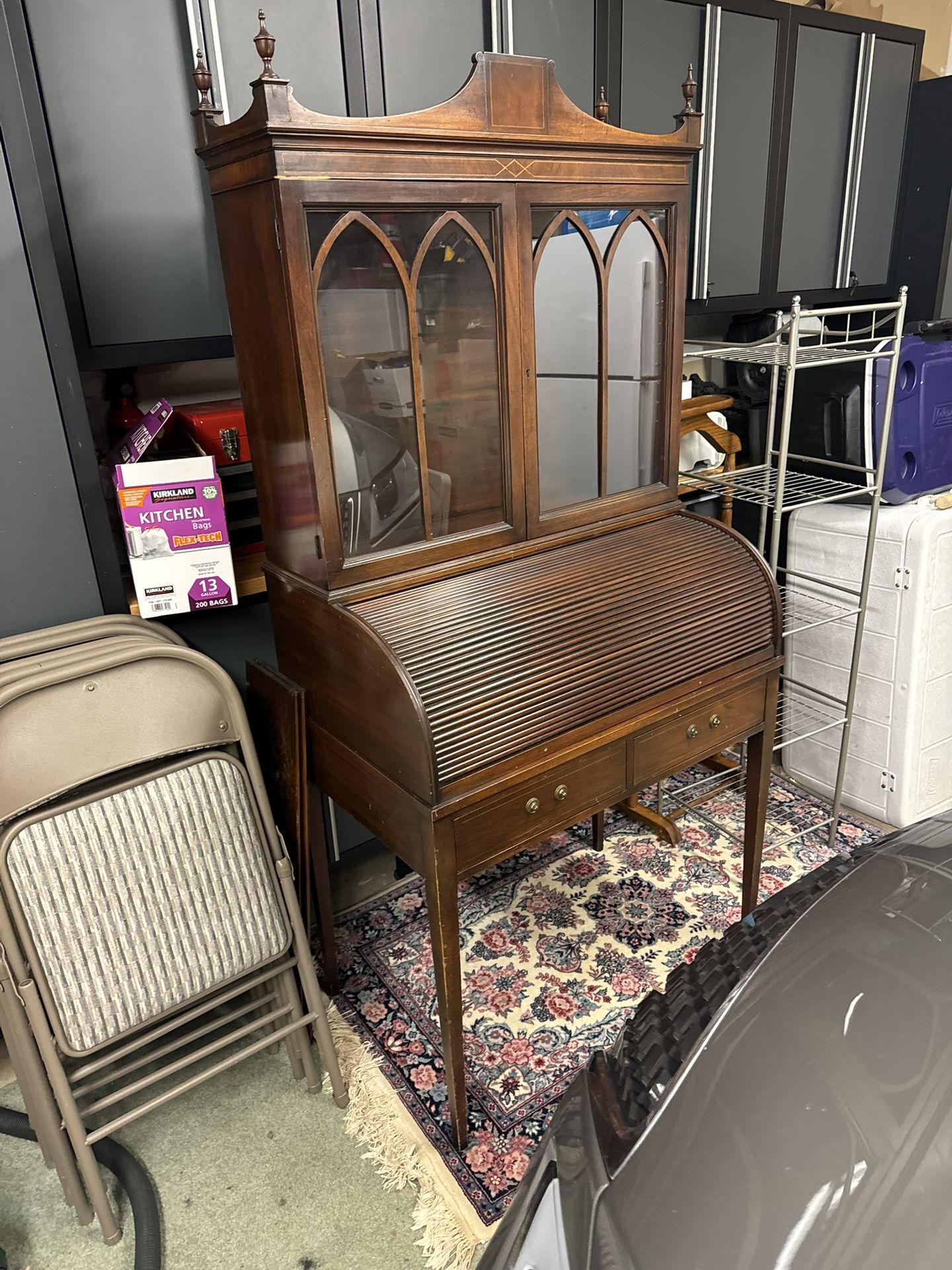 Antique Walnut Rolltop Secretary Desk