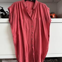 Cal Salon orange Oversized Loose Cotton Short Sleeve Blouse – Size S