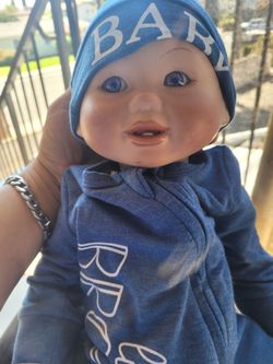 Baby Born Doll with Blue Outfit and Hat