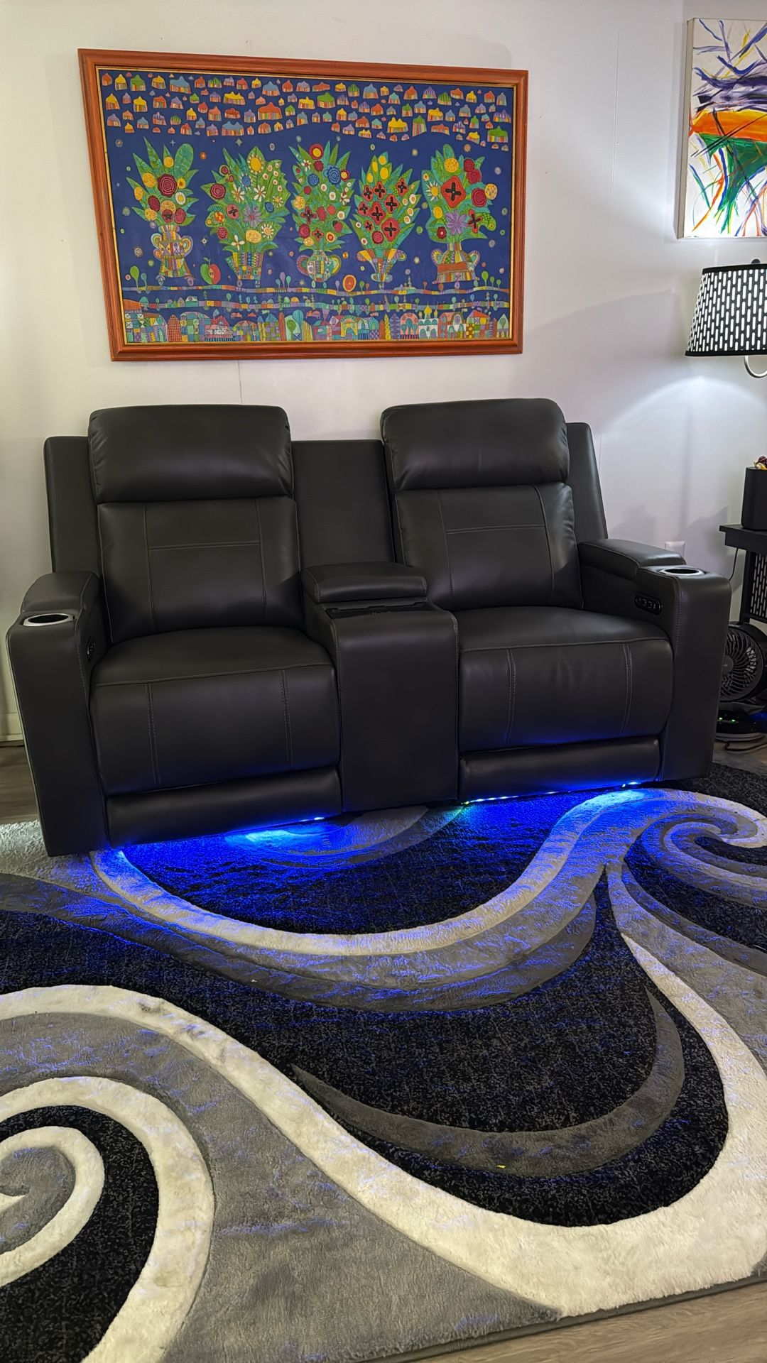 Dark Gray LOVESEAT w/ Console and USB