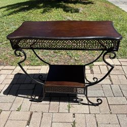 pier one entry table or hallway  wood tops metal frame 33”17”31”tall 