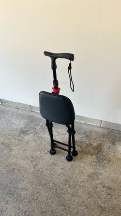 Four legged cane with seat
