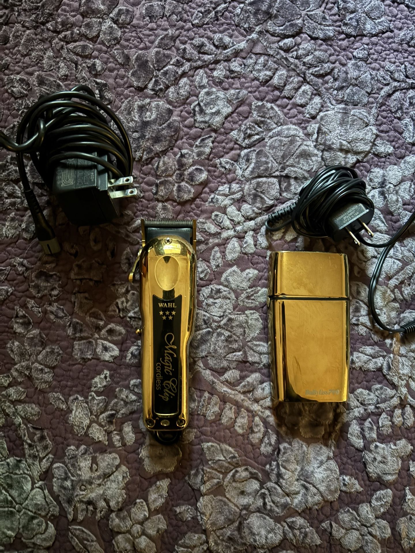 Gold Magic Clippers And Gold Babyliss Shaver