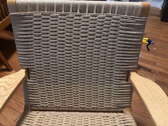 Pair of Scandinavian-Style Woven Cord Lounge Chairs – Solid Wood