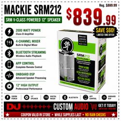 Mackie V-Class SRM212 12" Powered Speaker with DSP 2000 Watts Bluetooth App Control 🚨 100 Days Same As Cash 🚨 No Credit Needed 🚨