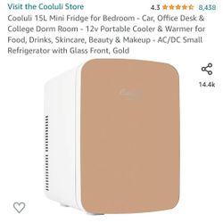 NEW Cooluli 15L Mini Fridge Gold