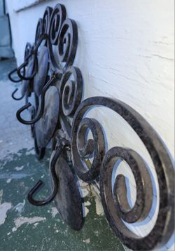 Wrought Iron Decorative Double Sided Wall Mount. 5- 4" Candleabra or 5 Hook Coat Rack