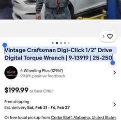 Vintage Craftsman DIGITAL Click 1/2” Digital Torque Wrench - model 9-13919/25-250