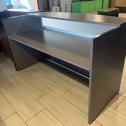 Reception Desk Shell Gray With Glass Front 72” 