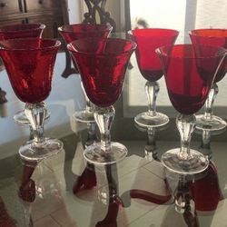 Red Water Goblets Set / Glasses