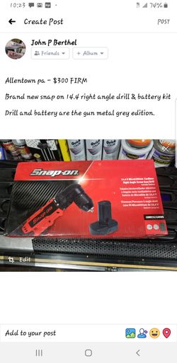 Brand new snap on right angle drill & battety gun metal grey