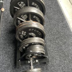 255lbs of weight plates and stand