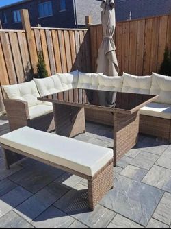 4pc Wicker Patio Set; 2 Colours-Warehoused