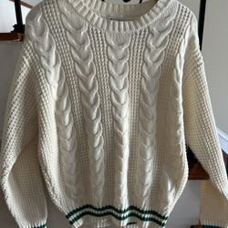 American Eagle Cream Colored Cable Sweater, Soft, Medium Size