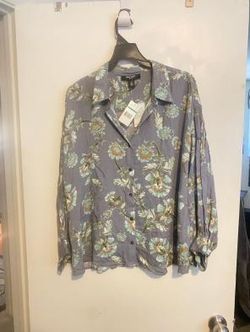 Nine West Women's Floral Button Down Long Sleeve T-Shirt Size XXL NWT