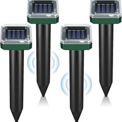 Pack Of 4 Solar Mole Repellent Sonic Gopher Repellent Vole Chaser Mole Deterrent Sonic Spikes Repellent Ultrasonic Pest Control Outdoor Keep Moles Out