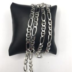 925 Sterling Silver Figaro Chain men’s Necklace Size 26”