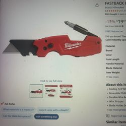 Milwaukee Fastback Utility Knife. 6 In 1