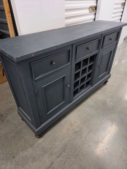 Navy Real Wood Buffet Sideboard with Wine Rack, Furniture Flipper