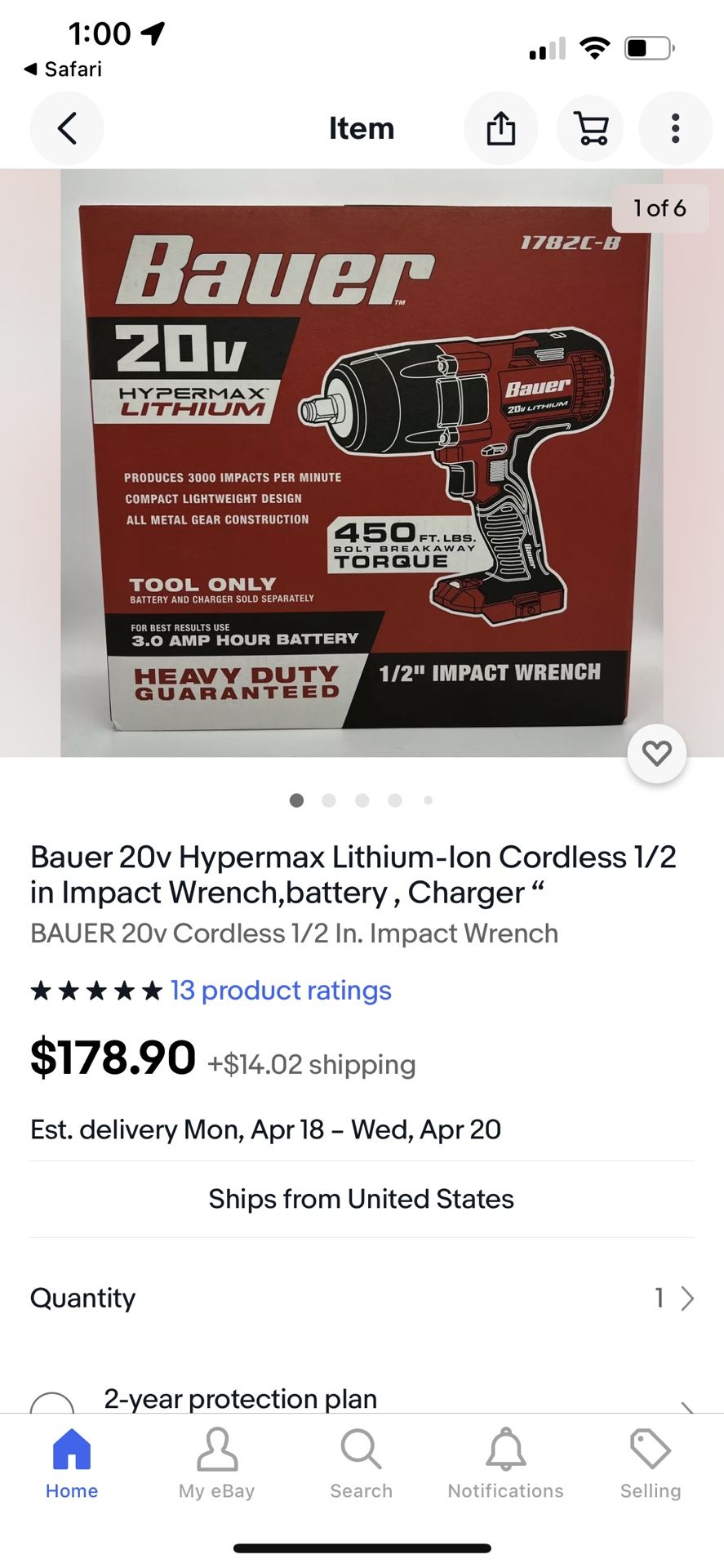 Bauer Impact Drill Battery &charger