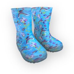Unbranded Blue Unicorn Rainbow Rubber Rain Boots Toddler Size 9-10