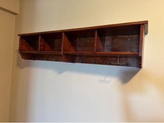 SALE-Entryway Coat Rack Organizer With Cubbies, Coat Rack With Shelf, Cherry Finish
