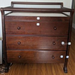Real wood Changing table 3 drawer set with child lock espresso color