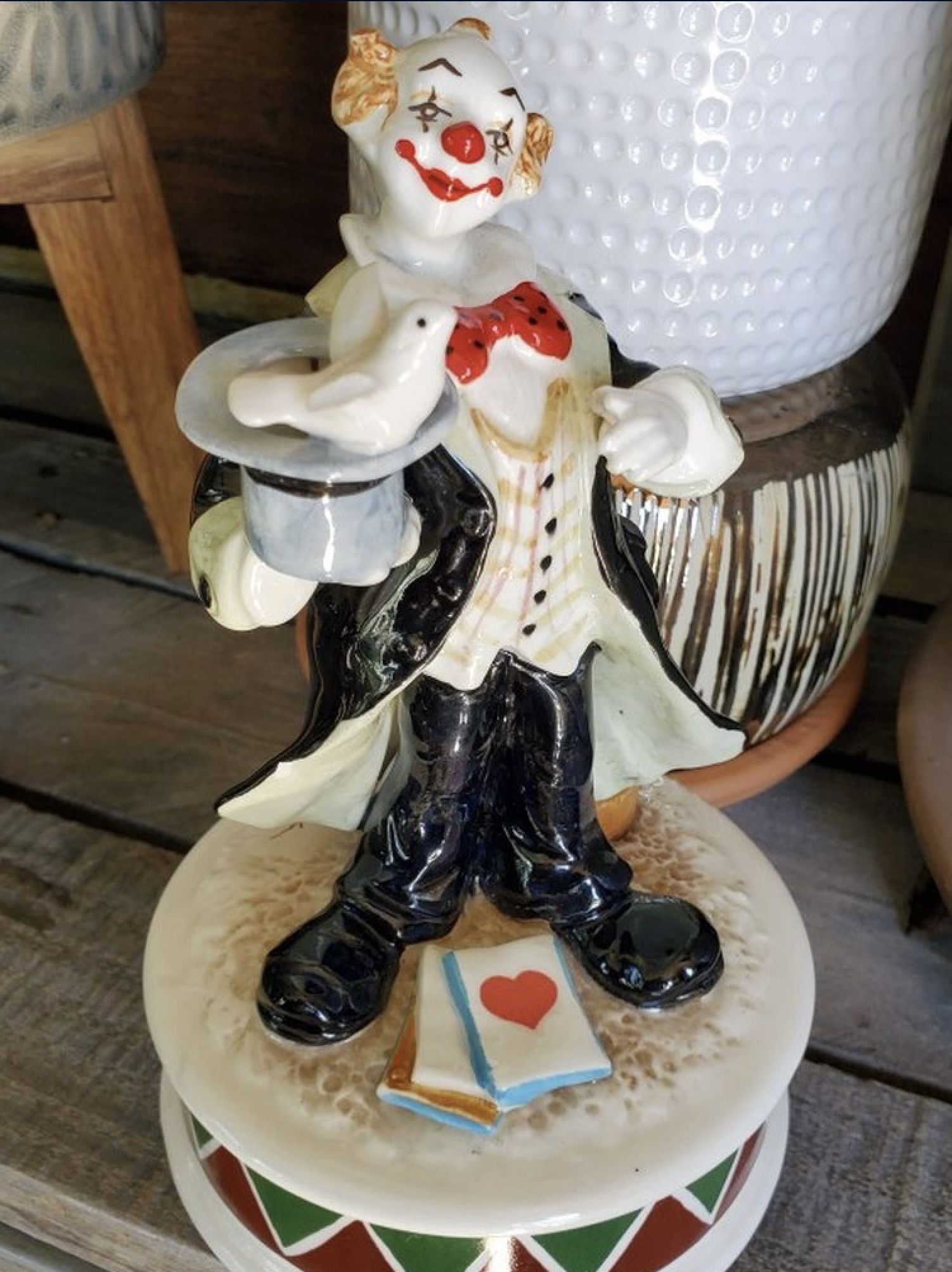 Vintage Schmid Company Ceramic Clown Music Box