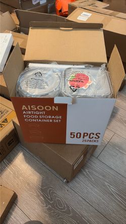 AISOON 50 Pcs 85 Oz Airtight Food Storage Containers Set with Lids, Leakproof Stackable BPA-Free Kitchen & Pantry Organizer Set, Reusable Meal Prep & 