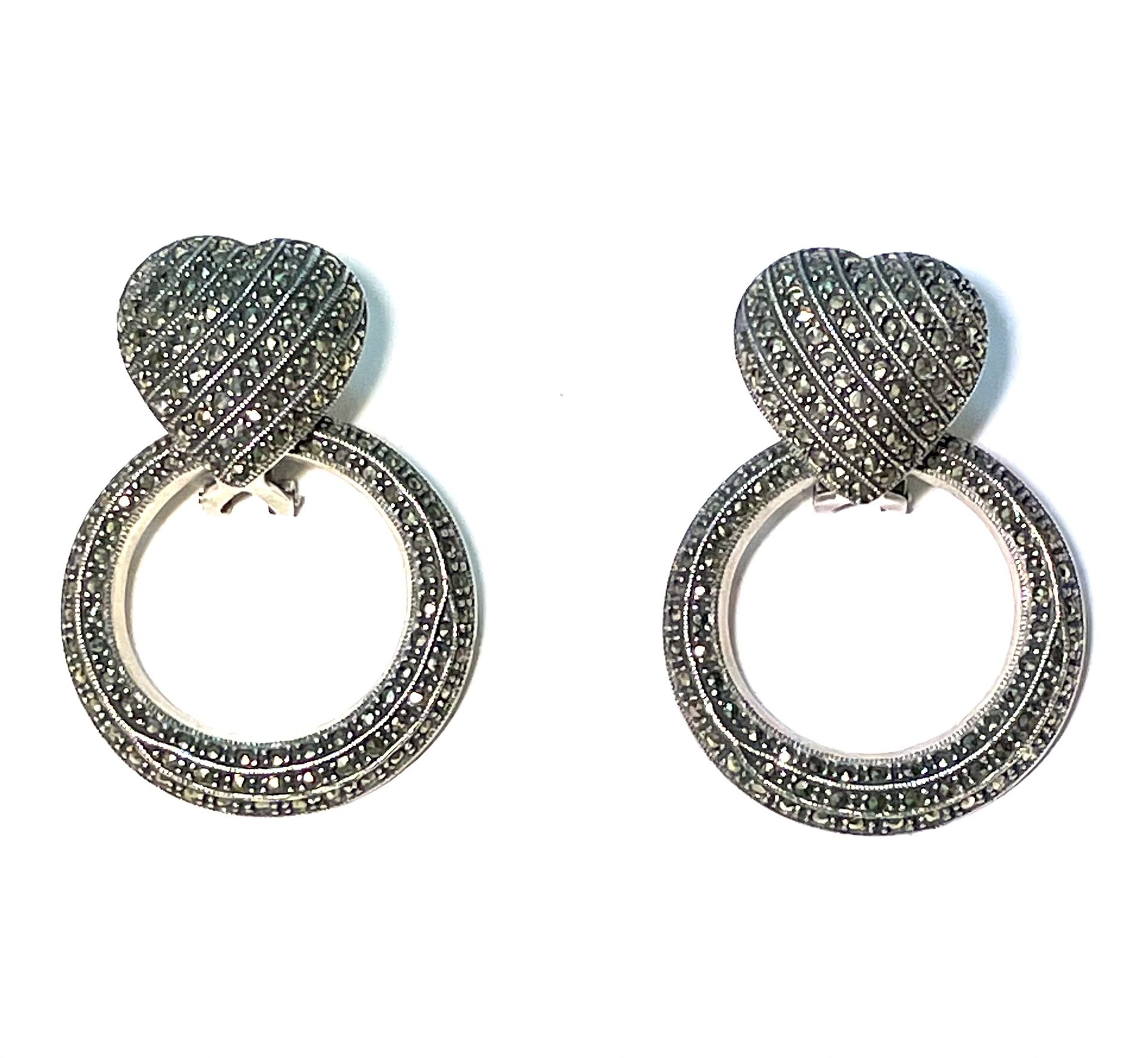 Judith Jack Sterling Heart Earrings