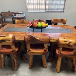 Rustic wood dining table