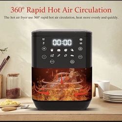 Air Fryer,3.4Qt Small Electric Hot Air Fryer Oilless Cooker 1200W with 8 Presets,LCD Touch Screen,Nonstick Basket(Black)