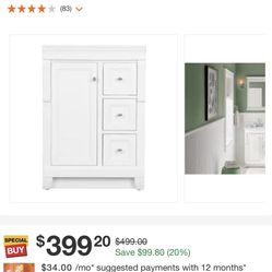 New In Box, 24 Inches Vanity With Marble Top