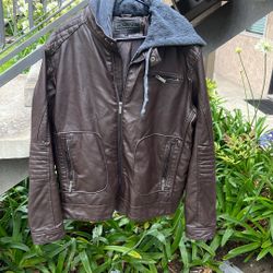 Large Leather Hoodie Jacket 