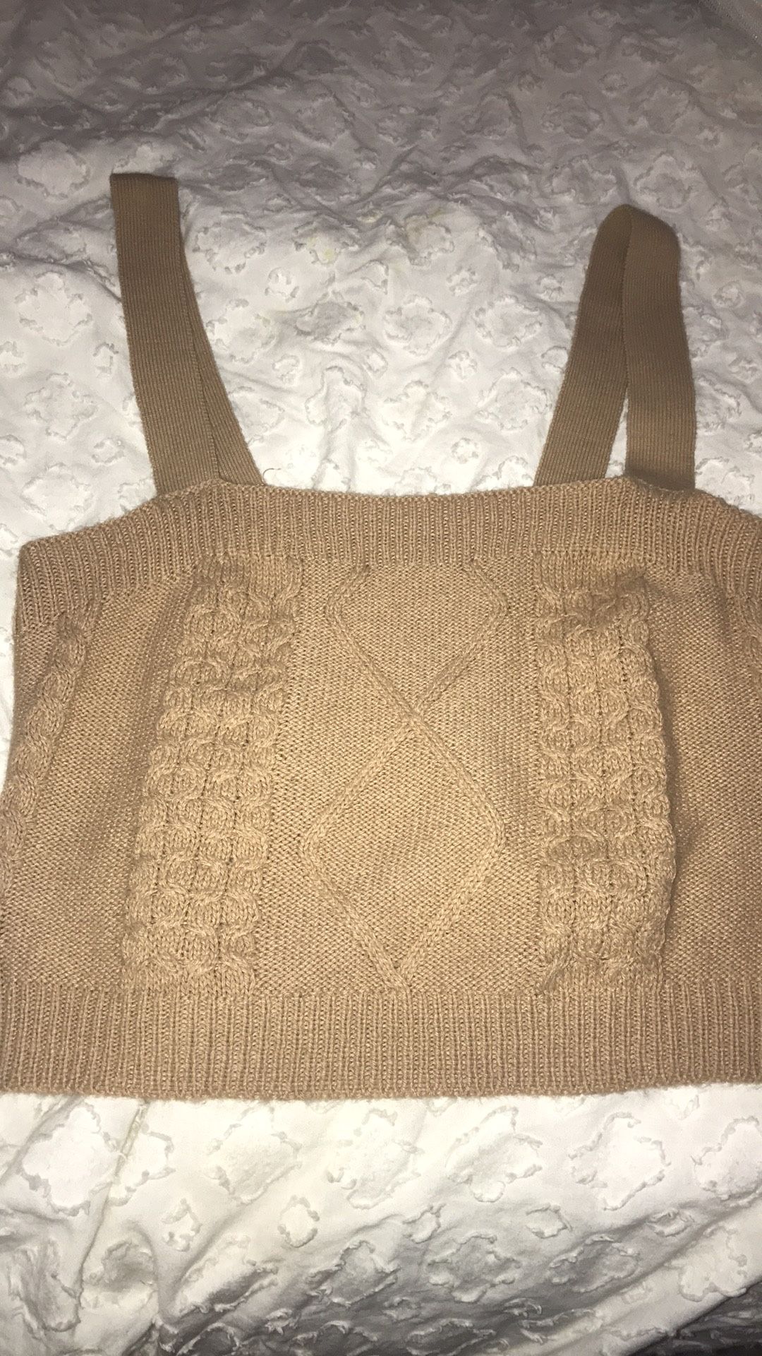 Brown, Cropped, Textured, XS Top.