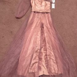 New 4 blush pink tulle long Flowy formal dress gown vintage