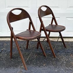 Pair Of 1920s Vintage Louis Rastetter & Sons Kumfort Folding Chinoiserie Chairs