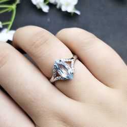 Genuine Gemstone Sky Blue Topaz 925 Sterling Silver 