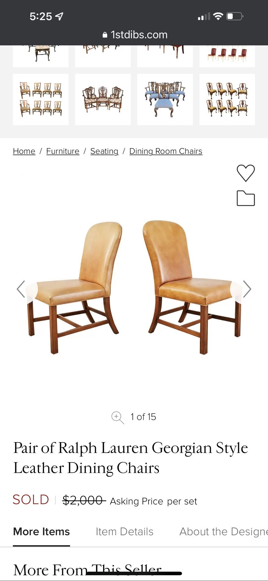 27 Inch Wood Dining Side Chair, Faux Leather, Set Of 2, Gold, 1 - Ralphs