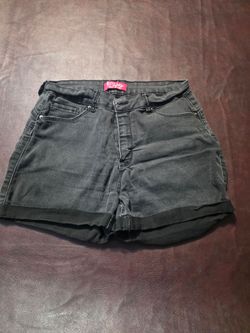 Black Denim Cuffed Jean Shorts