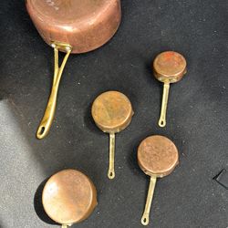 Copper vintage copper cooking set