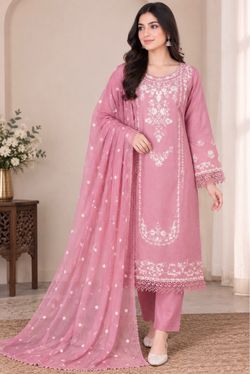 Cotton embroidered dress chiffon embroidered duppata on clearance