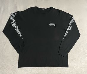 Stussy Dragons Pigment Dyed L/S Tee Black Size Large