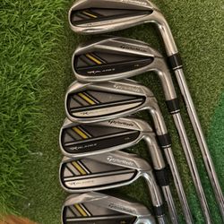 TaylorMade RocketBladez irons 5 - PW + LW & Vokey SM7 SW / 8 clubs / Steel Shafts / Stiff Flex 