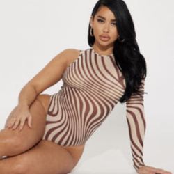 Brown Mesh Bodysuit 