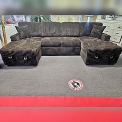 3 Pc Black Color Convertible Sectional Sofa Set