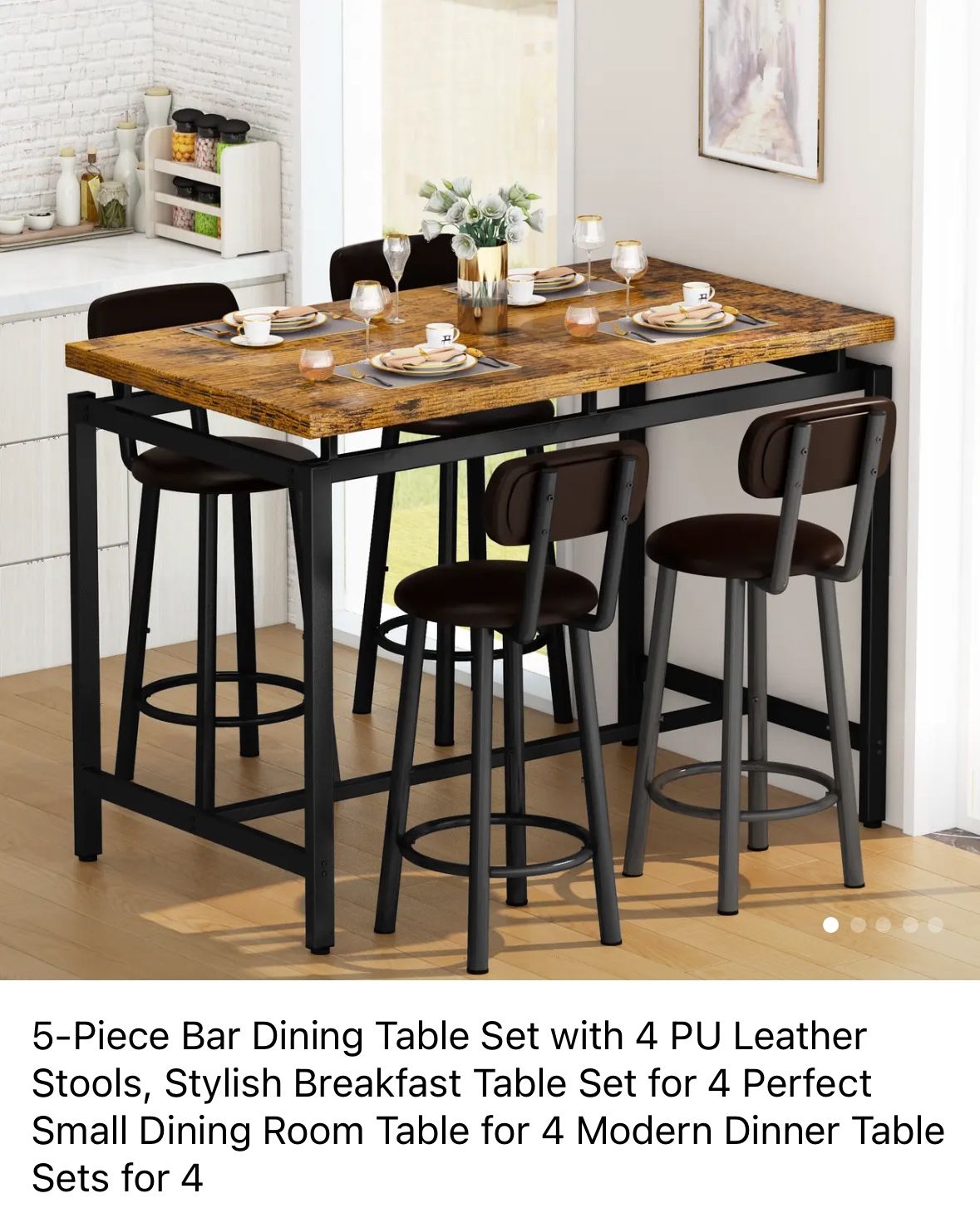 5 Piece Dining Table Set For Dinning Room & Kitchen 