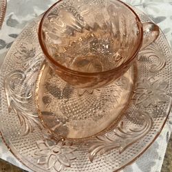 Depression Glass Set  Of 2 Jeannette Pink